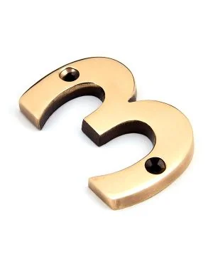 Polished Bronze Numeral 3