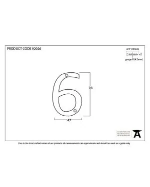 Polished Bronze Numeral 6