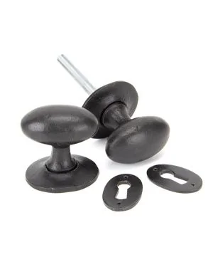 External Beeswax Oval Mortice/Rim Knob Set