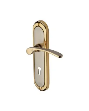 Heritage Brass Door Handle Lever Lock Ambassador Design Jupiter finish