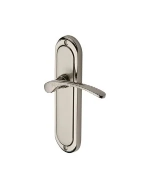 Heritage Brass Door Handle Lever Latch Ambassador Design Mercury finish