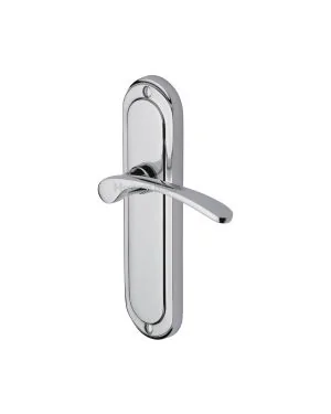 Heritage Brass Door Handle Lever Latch Ambassador Design Polished Chrome finish