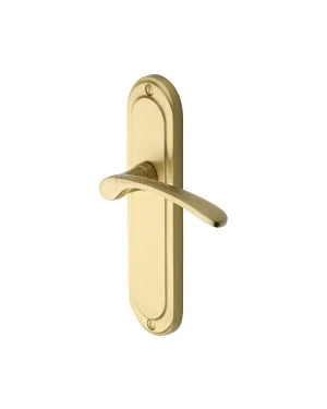Heritage Brass Door Handle Lever Latch Ambassador Design Satin Brass Finish