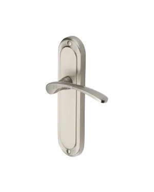 Heritage Brass Door Handle Lever Latch Ambassador Design Satin Nickel finish