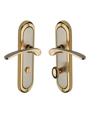 Heritage Brass Door Handle for Bathroom Ambassador Design Jupiter finish