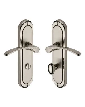 Heritage Brass Door Handle for Bathroom Ambassador Design Mercury finish