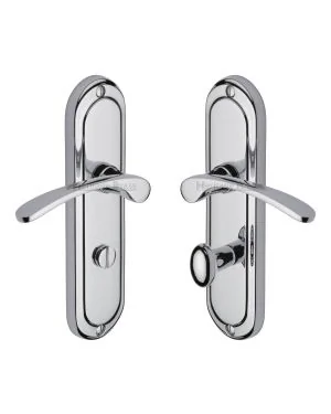 Heritage Brass Door Handle for Bathroom Ambassador Design Polished Chrome finish