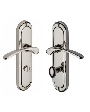 Heritage Brass Door Handle for Bathroom Ambassador Design Polished Nickel finish