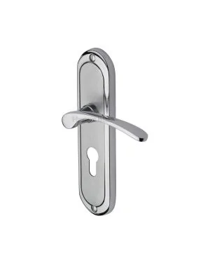 Heritage Brass Door Handle for Euro Profile Plate Ambassador Design Apollo finish
