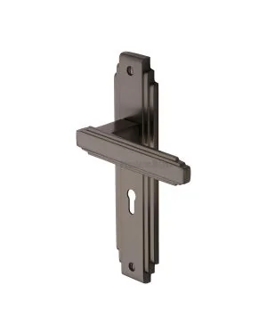 Heritage Brass Door Handle Lever Lock Astoria Design Matt Bronze finish