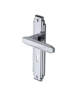 Heritage Brass Door Handle Lever Lock Astoria Design Polished Chrome finish