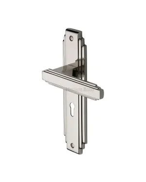 Heritage Brass Door Handle Lever Lock Astoria Design Polished Nickel finish