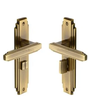 Heritage Brass Door Handle for Bathroom Astoria Design Antique finish