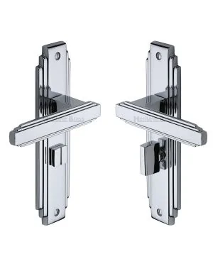 Heritage Brass Door Handle for Bathroom Astoria Design Polished Chrome finish