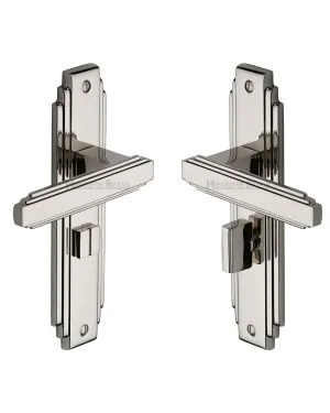 Heritage Brass Door Handle for Bathroom Astoria Design Polished Nickel finish