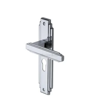 Heritage Brass Door Handle Euro Profile Astoria Design Polished Chrome finish