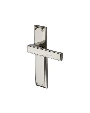 Heritage Brass Door Handle Lever Latch Atlantis Design Polished Nickel finish