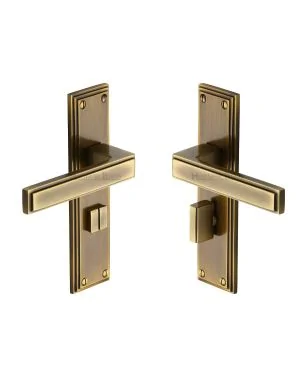 Heritage Brass Door Handle for Bathroom Atlantis Design Antique finish