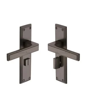Heritage Brass Door Handle for Bathroom Atlantis Design Matt Bronze finish