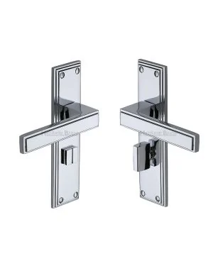 Heritage Brass Door Handle for Bathroom Atlantis Design Polished Chrome finish