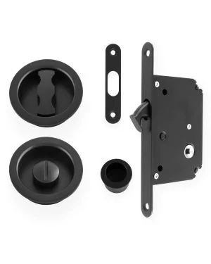 Round Sliding Door Privacy Set - Matt Black