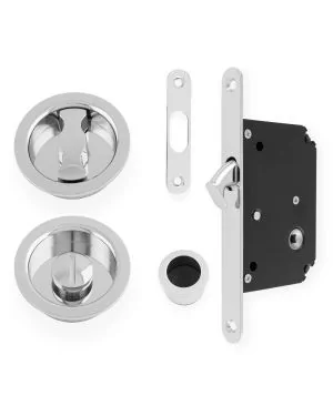 Round Sliding Door Privacy Set - Polished Chrome