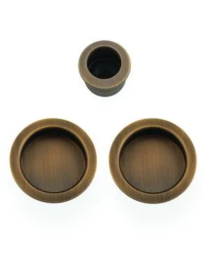 Round Sliding Door Pull Set - Antique Brass
