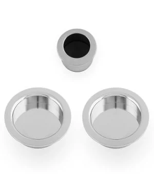 Round Sliding Door Pull Set - Polished Chrome