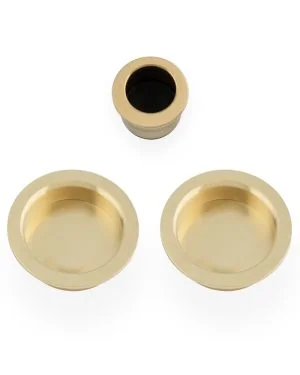 Round Sliding Door Pull Set - Satin Brass