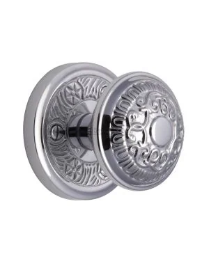 Heritage Brass Mortice Knob on Rose Aydon Design Polished Chrome finish