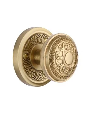 Heritage Brass Mortice Knob on Rose Aydon Design Satin Brass finish