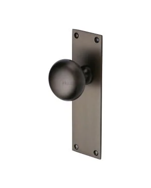 Heritage Brass Mortice Knob on Latch Plate Balmoral Design Matt Bronze finish