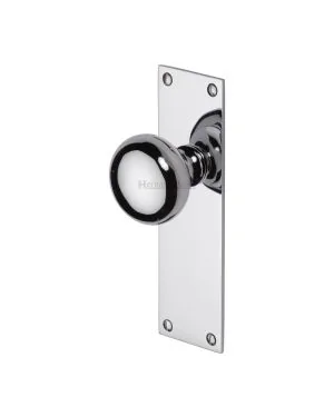 Heritage Brass Mortice Knob on Latch Plate Balmoral Design Polished Chrome finish