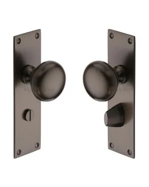 Heritage Brass Mortice Knob on Bathroom Plate Balmoral Design Matt Bronze finish