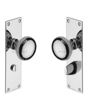 Heritage Brass Mortice Knob on Bathroom Plate Balmoral Design Polished Chrome finish