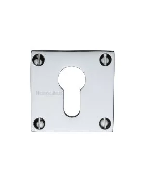 Heritage Brass Euro Profile Cylinder Escutcheon Polished Chrome finish