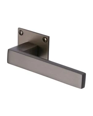 Heritage Brass Door Handle Lever Latch on Square Rose Delta BH Design Matt Bronze finish