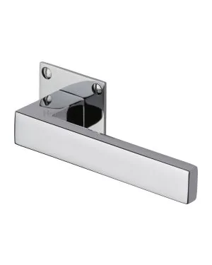 Heritage Brass Door Handle Lever Latch on Square Rose Delta BH Design Polished Chrome finish