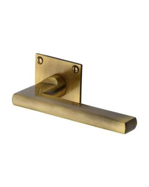 Heritage Brass Door Handle Lever Latch on Square Rose Trident Design Antique finish