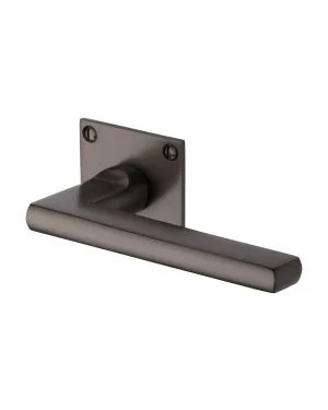 Heritage Brass Door Handle Lever Latch on Square Rose Trident Design Matt Bronze finish