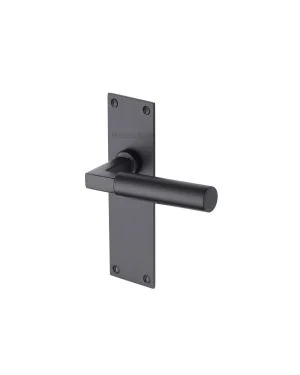 Heritage Brass Door Handle Lever Latch Bauhaus Design Matt Black finish