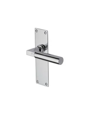 Heritage Brass Door Handle Lever Latch Bauhaus Design Polished Chrome finish