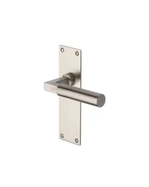 Heritage Brass Door Handle Lever Latch Bauhaus Design Satin Nickel finish