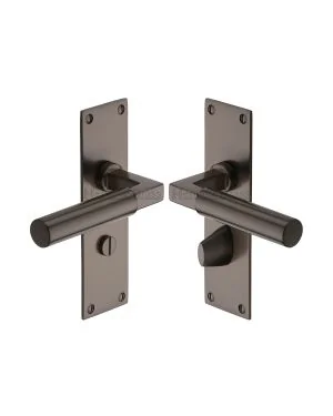 Heritage Brass Door Handle for Bathroom Bauhaus Design Matt Bronze finish