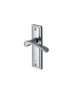 Heritage Brass Door Handle Lever Lock Boston Design Polished Chrome finish