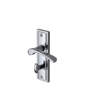 Heritage Brass Door Handle for Bathroom Boston Design Polished Chrome finish