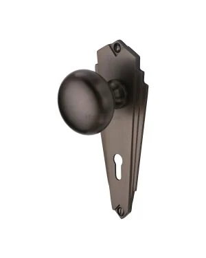 Heritage Brass Mortice Knob on Lock Plate Broadway Design Matt Bronze finish