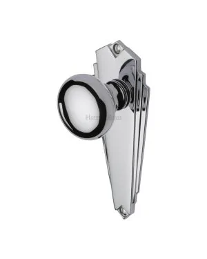 Heritage Brass Mortice Knob on Latch Plate Broadway Design Polished Chrome finish