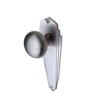 Heritage Brass Mortice Knob on Latch Plate Broadway Design Satin Chrome finish