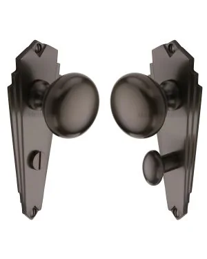 Heritage Brass Mortice Knob on Bathroom Plate Broadway Design Matt Bronze finish